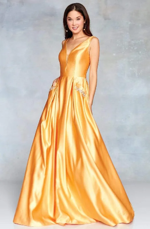 Versatile Style Cozy Fashion Pieces Clarisse - 3741 V Neck Corset Lace Up Back Satin Prom Dress