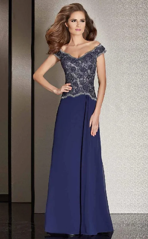Comfy Pants Comfortable Chic Wearables Clarisse - M6254 Off -Shoulder Floral Lace Gown