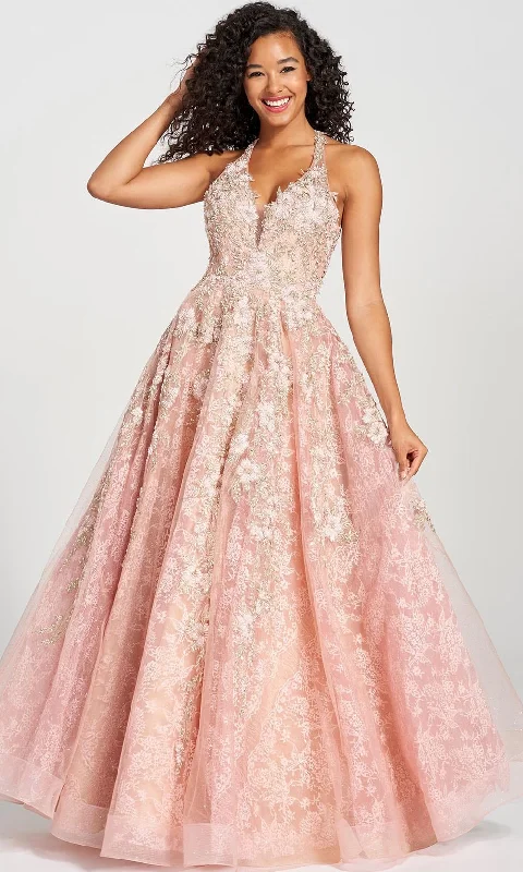 Soft Feel Comfortable Wardrobe Pieces Colette for Mon Cheri CL12214 - Deep Halter Prom Dress Soft Feel Comfortable Wardrobe Pieces Colette for Mon Cheri CL12214 - Deep Halter Prom Dress