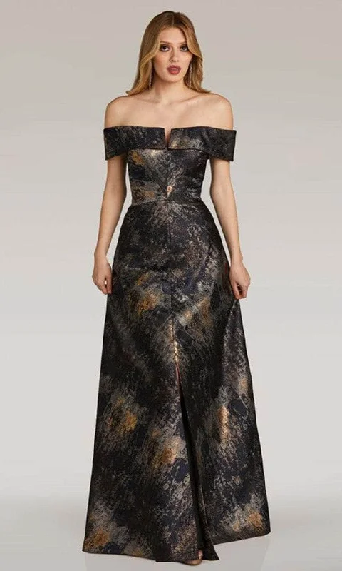 Elegant Fit Casual Soft Fit Feriani Couture 18258 - Printed Straight Across Evening Gown