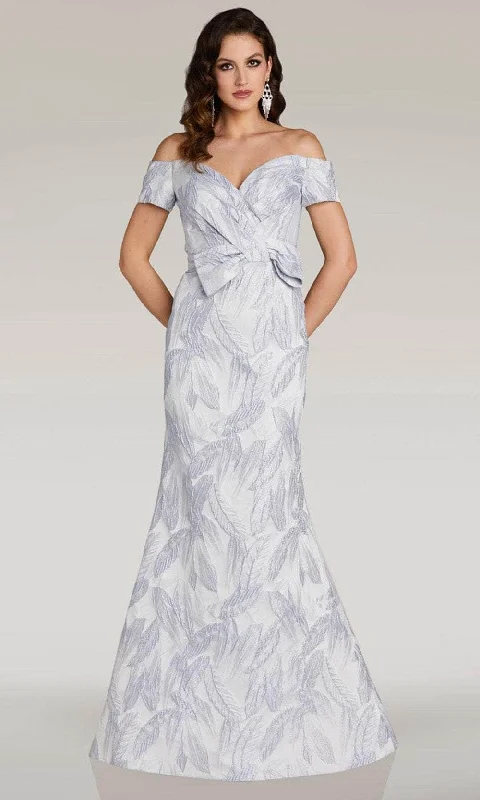 Soft Feel Relaxed Layered Looks Feriani Couture 18357 - Sweetheart Leaf Printed Evening Gown