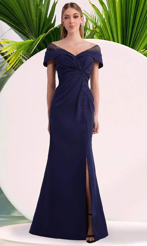 Comfy Chic Soft Daywear Fits Janique 2409 - Beaded Illusion Shoulders Mermaid Gown