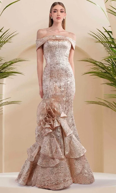Modern Chic Relaxed Street Fashion Janique 24983 - Straight Off-Shoulder Mermaid Gown Modern Chic Relaxed Street Fashion Janique 24983 - Straight Off-Shoulder Mermaid Gown