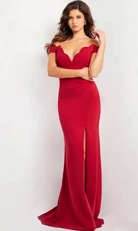 Stylish Jackets Cozy Chic Looks Jovani 37147 - Sweetheart Scallop Neckline Fitted Bodice Prom Gown