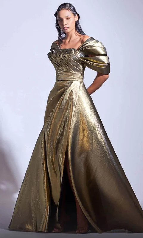 Smart Casuals womensclothing-dresses-dressMNM Couture G1726 - Metallic Overskirt Evening Dress