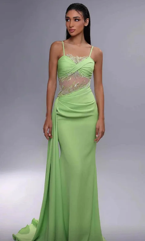 Comfortable Dresses Practical Style Choices MNM Couture K4081 - Illusion Midriff Evening Dress