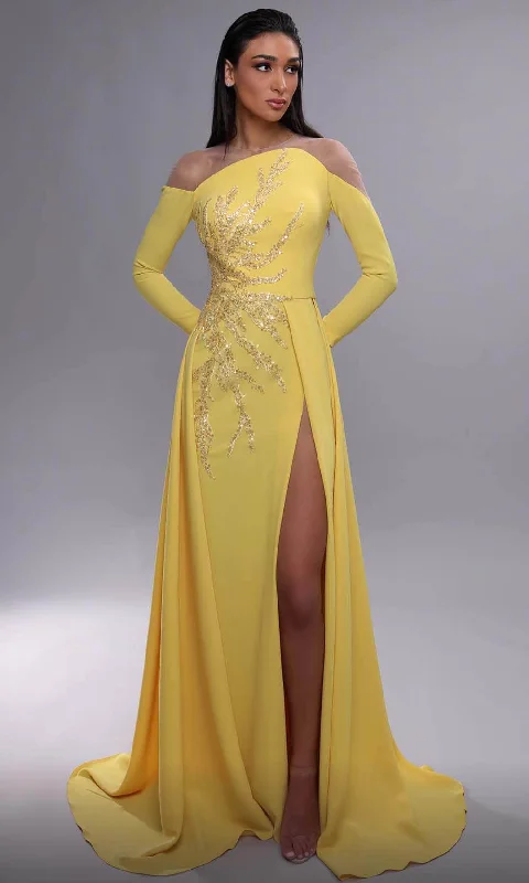 Cozy Fit Wear Relaxed Comfort Pieces MNM Couture K4089 - Long Sleeve Evening Dress