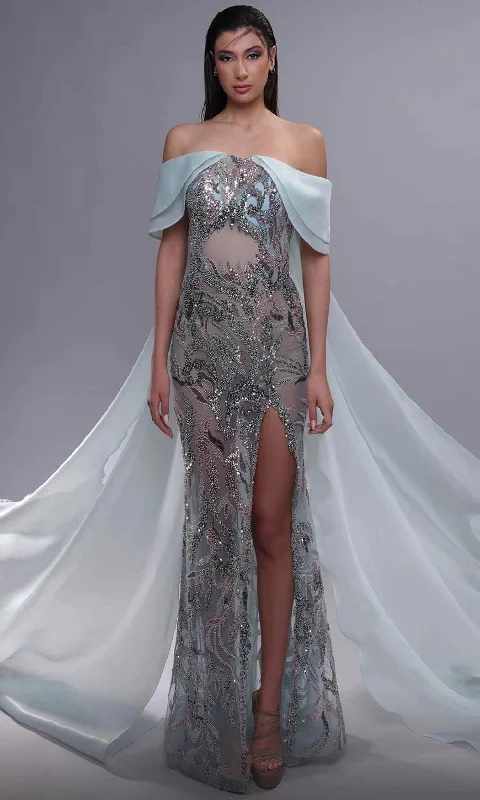 Urban Comfort Comfortable Chic Wearables MNM Couture K4092 - Illusion Off Shoulder Evening Dress