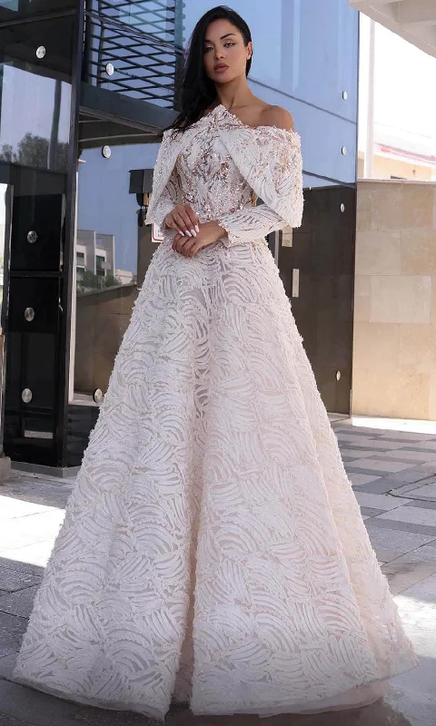 Relaxed Fit Trendy Soft Comfort MNM Couture K4131 - Quarter Sleeve Lace Evening Dress