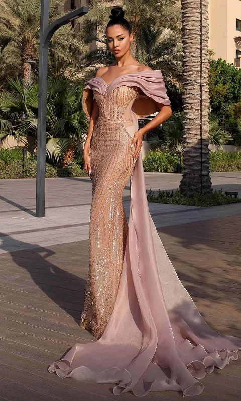 Sporty Elegance Stylish Soft Outfits MNM Couture K4138 - Cascading Beaded Evening Dress