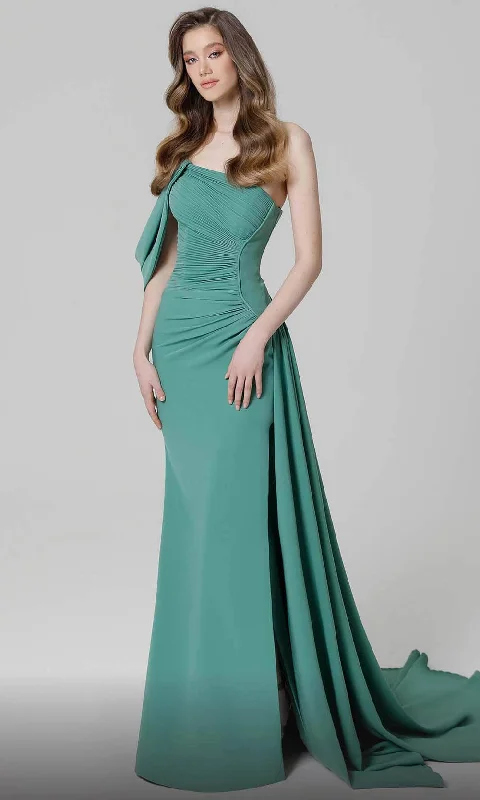 Layered Comfort Effortless Cozy Outfits MNM Couture N0473 - Shirred Sheath Evening Dress