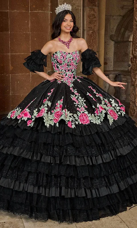 Fashionable Ease Relaxed Fashion Styles Rachel Allan RQ5002 - Floral Applique Strapless Ballgown Fashionable Ease Relaxed Fashion Styles Rachel Allan RQ5002 - Floral Applique Strapless Ballgown
